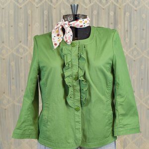 TALBOTS GREEN RUFFLE LIGHTWEIGHT JACKET SIZE 14